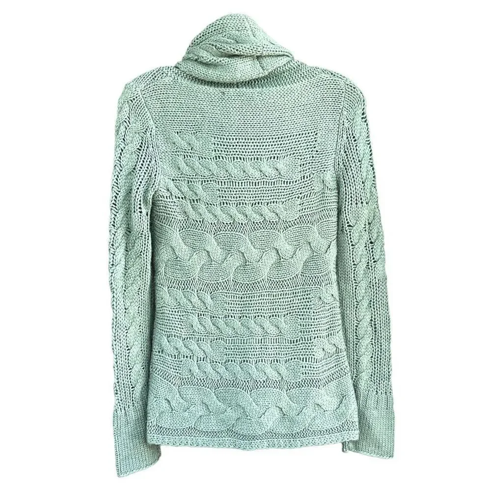 Banana Republic Sage Green Alpaca Wool Blend Chunky Turtleneck Sweater Size Smal - Picture 2 of 5